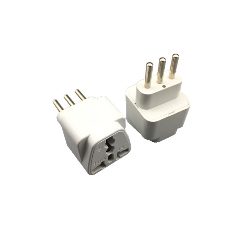 Adaptador de viaje universal, enchufe para Italia/Uruguay/Chile, estándar europeo, 3 clavijas redondas