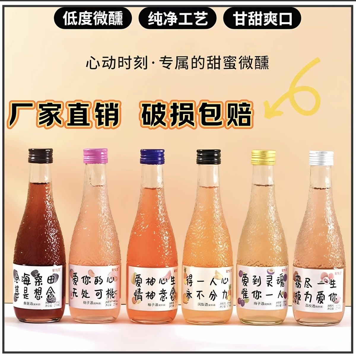 新款微醺花果酒梅子桑葚酒高颜值ins风自酿玻璃小瓶跨境批发