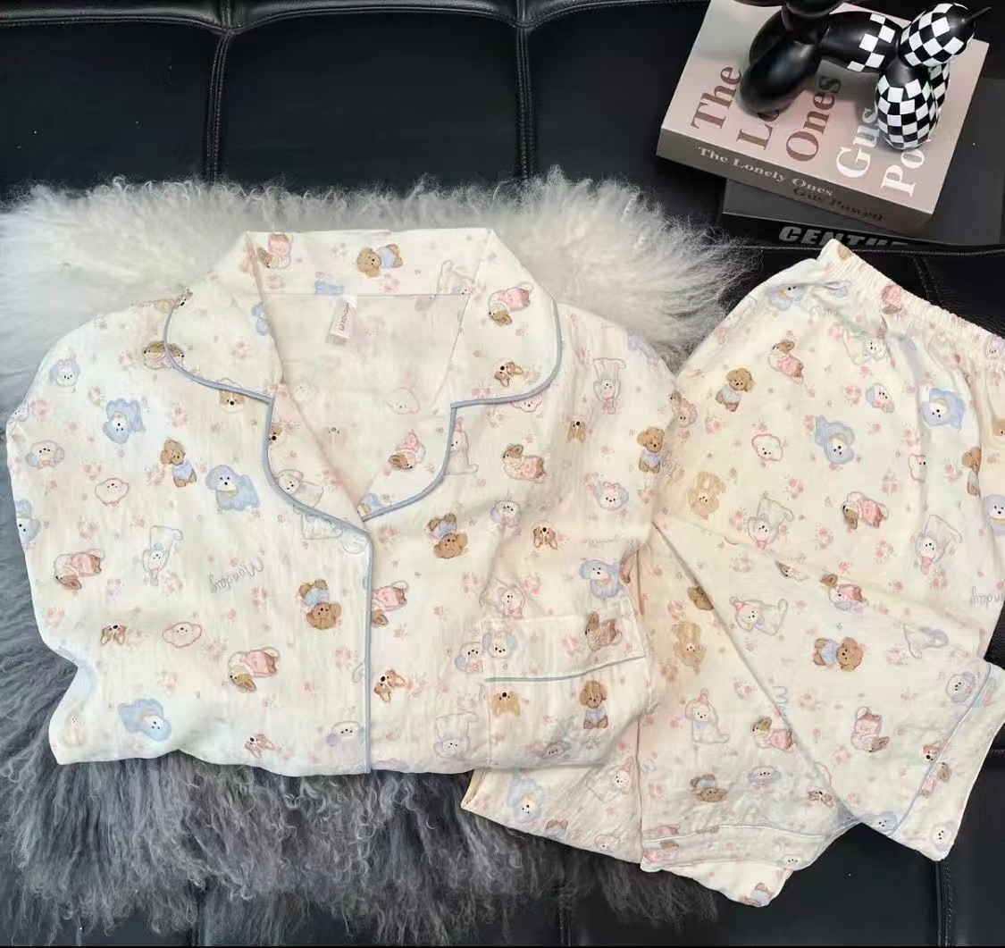 Nuevos pijamas para mujer, primavera y verano, manga larga, nubes, algodón, traje lindo para estudiantes, servicio a domicilio, se puede usar fuera del sudeste asiático transfronterizo