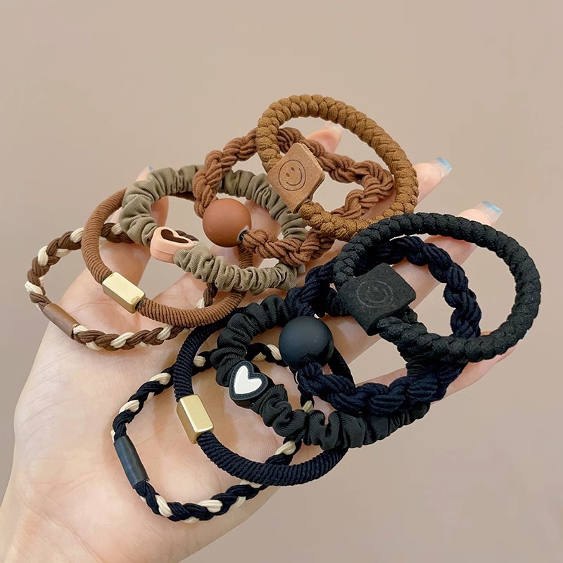 Banda de goma para mujer después de atar la cabeza, cabeza alta, cola de caballo, cuerda de pelo, temperamento, cuerda de cabeza, alta elasticidad, goma elástica duradera, simple nuevo anillo para el cabello