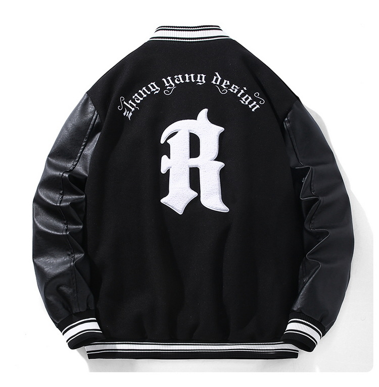 Herrenbekleidung Handtuch Schwiegermutter Stickerei Herren Frühlings- und Herbstkleidung gespleißt PU-Leder Retro plus dicke übergroße Jacke Baseballuniform_voghion.com