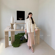 2025新中式复古国风盘扣双面呢外套大衣高级感改良唐装刺绣上衣女