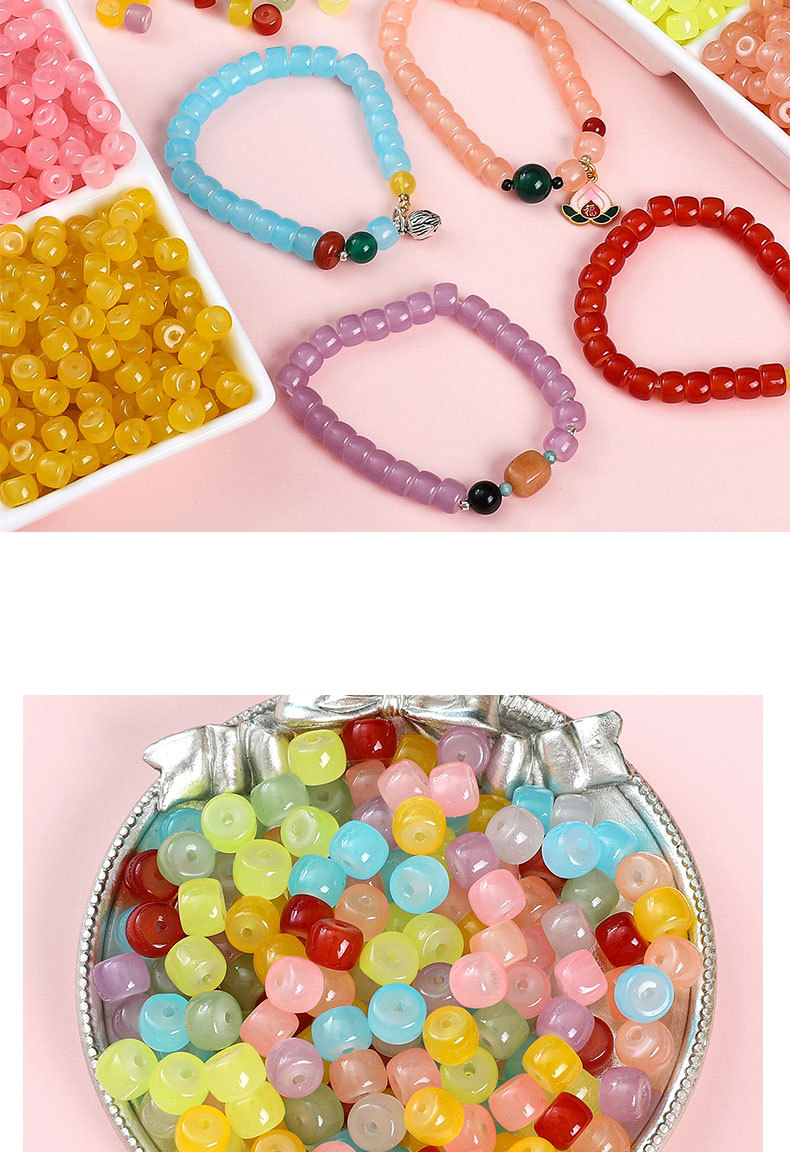 30pcs 8 * 6mm 8 * 7mm Hole 1~1.9mm Glass Solid Color Beads display picture 1