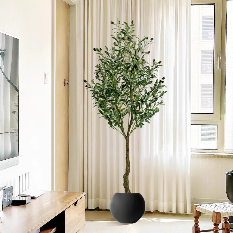 オリーブの木模擬緑の植物床置き鉢植え屋内大型バイオニック植物装飾品リビングルームライト高級装飾花偽の木|undefined