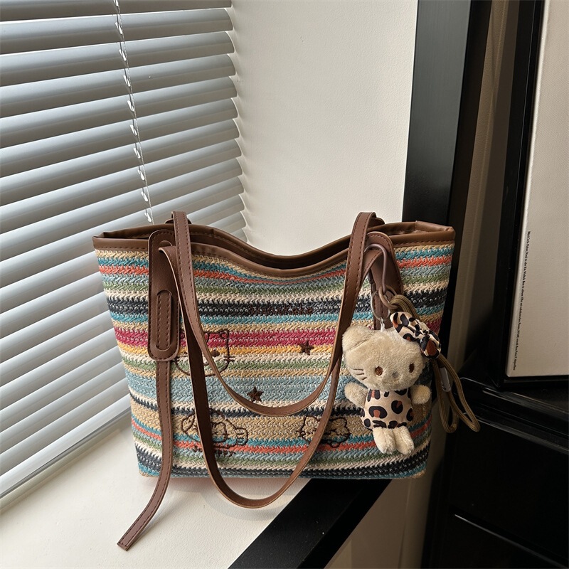 Commuting Large-Capacity Straw Woven Bag for Women 2026 New Style Seaside Beach Vacation Woven Shoulder Bag Hand-Held Tote Bag Commuting Large-Capacity Straw Woven Bag for Women 2026 New Style Seaside Beach Vacation Woven Shoulder Bag Hand-Held Tote Bag
