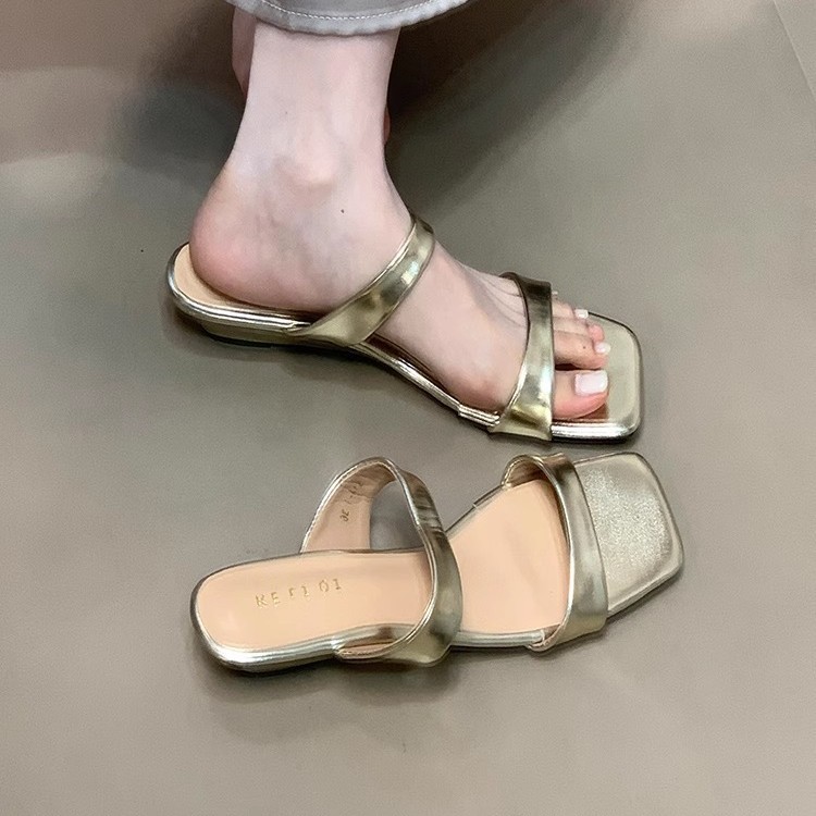 Ocean one sandalias y pantuflas abiertas para mujer 2025 nuevas chanclas de cabeza cuadrada sexy de verano para llevar zapatillas de viaje
