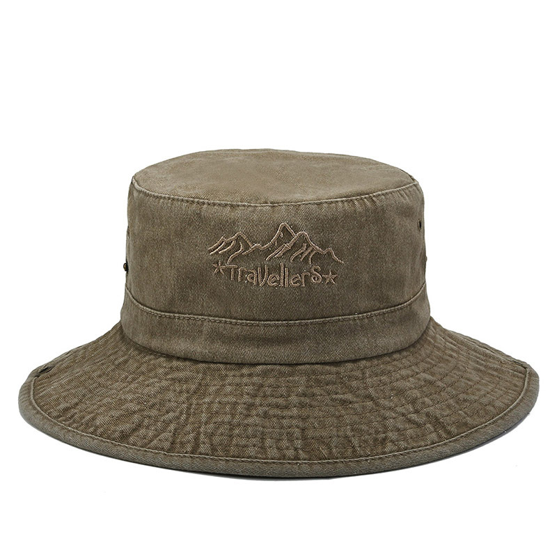 Modischer und minimalistischer gewaschener Denim-Fischerhut für weibliche Persönlichkeit, Sonnenhut mit großer Krempe im Used-Look, faltbarer Beckenhut_voghion.com