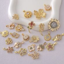 跨境亚马逊吊坠批发可旋转花朵花瓣配件项链饰品挂件diy配饰挂饰