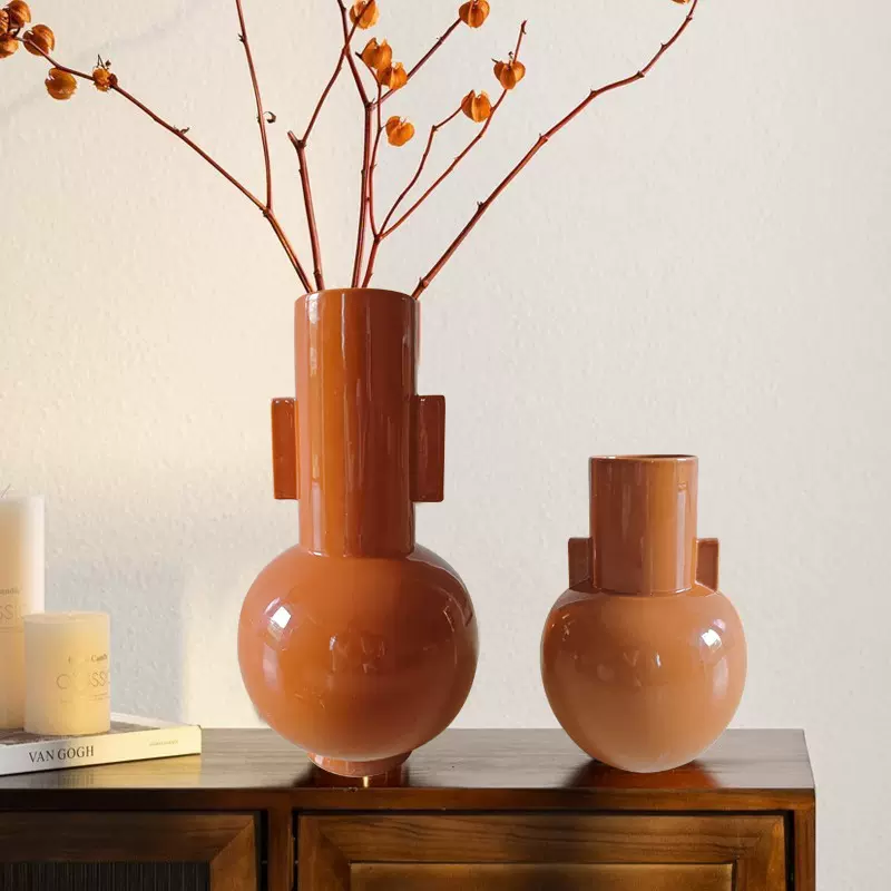 禅意复古手工陶瓷花瓶插花装饰台面花器民宿酒店侘寂风摆件