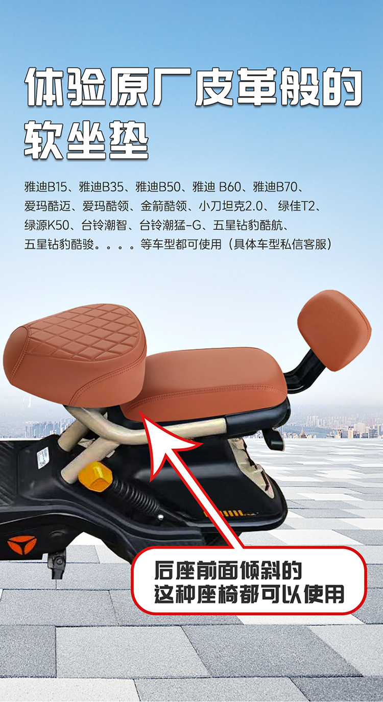Electric Vehicle Seat Cushion Cover Waterproof and Sun Protection Yadi B60 Aima Luyuan Taoling Rear Seat Tilt Battery Vehicle Seat Cushion Cover