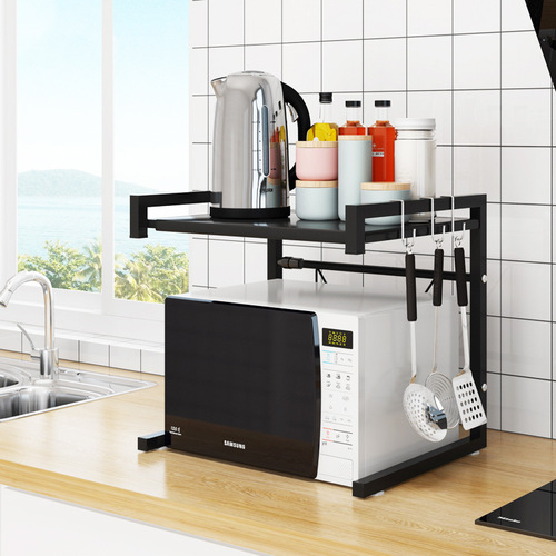 Expandable microwave oven shelf oven storage rack floor multi-layer space-saving stove top shelf kitchen rack