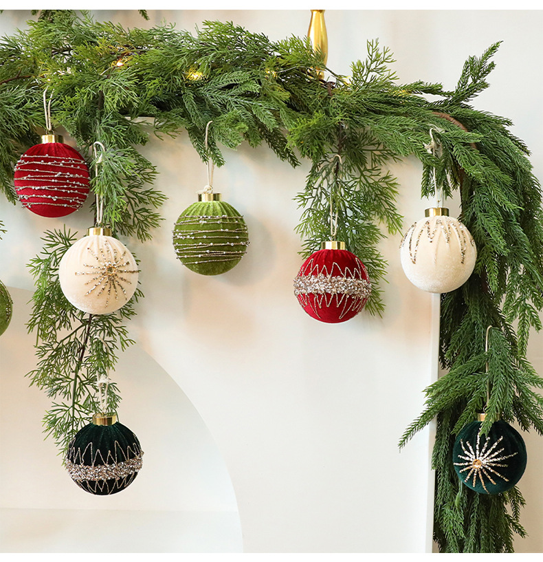 8cm Velvet Christmas Ornaments With Rhinestones – Set Of 12 Premium Decorative Balls For Tree & Home_voghion.com