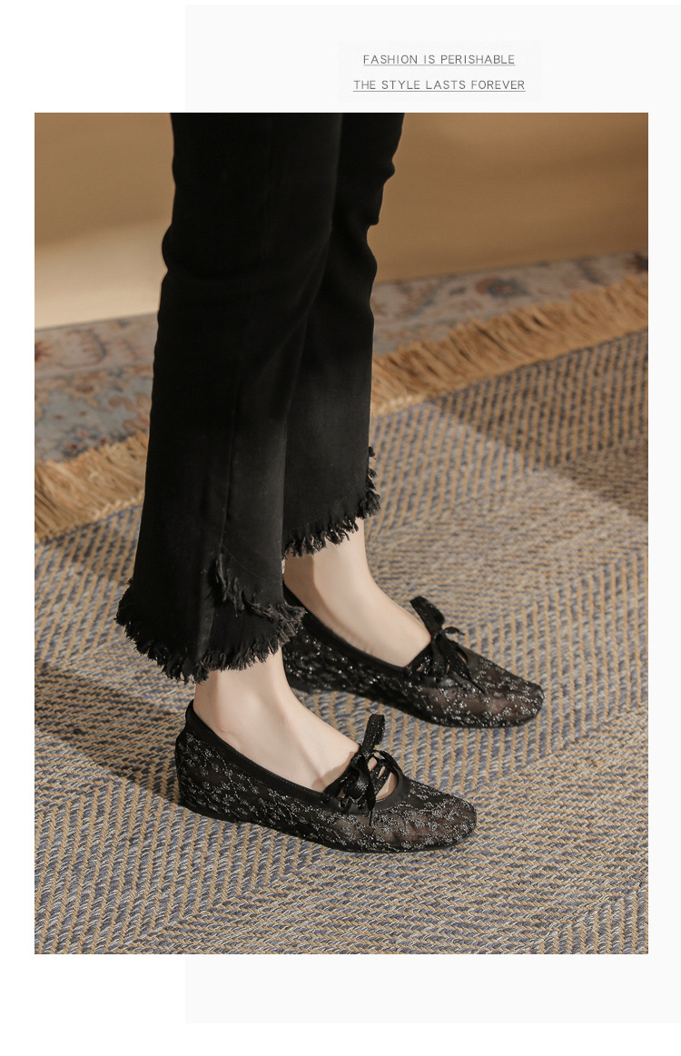 Sandal cao gót nữ ren lưới hở mũi phong cách Pháp — Champagne màu chi tiết 14