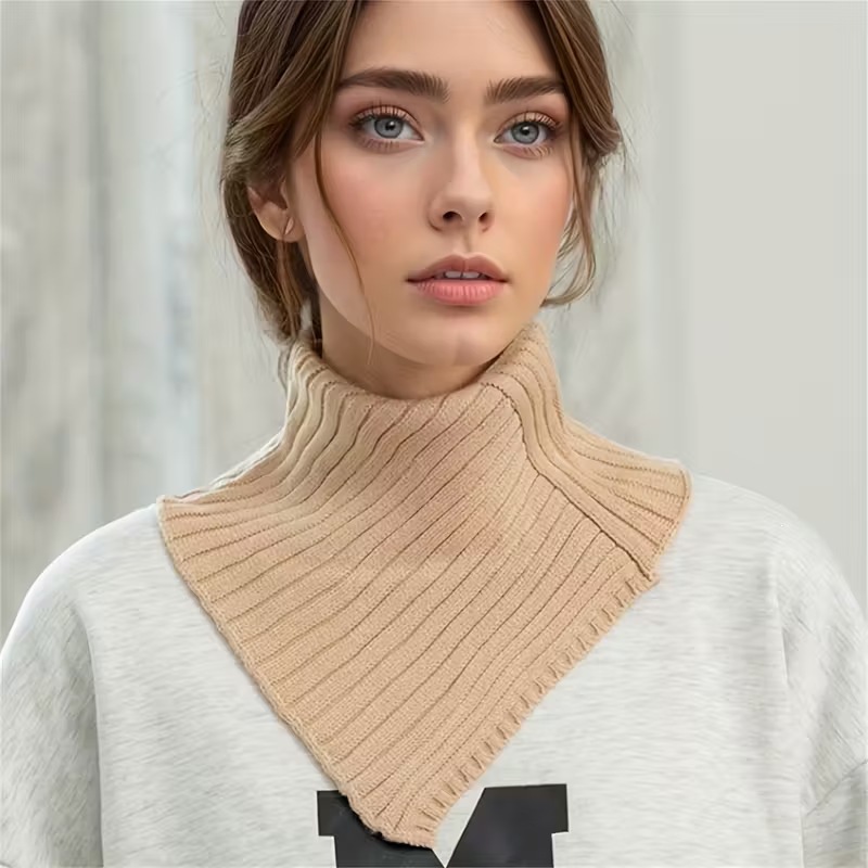 New autumn and winter knitted neck warmer, Korean style versatile solid color warm neck protector, elastic knitted faux collar, woolen neck warmer, high collar
