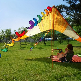 Cross-Border New Product Colorful Wind Strip Outdoor Wind Tube Camping Decoration Canopy Tent Layout Props Dynamic Rainbow Rotation
