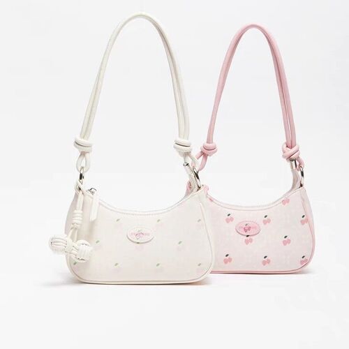 Underarm bag for women, spring, playful cute pet, girl strawberry double rope knot pendant bag, commuting crossbody bag 480865
