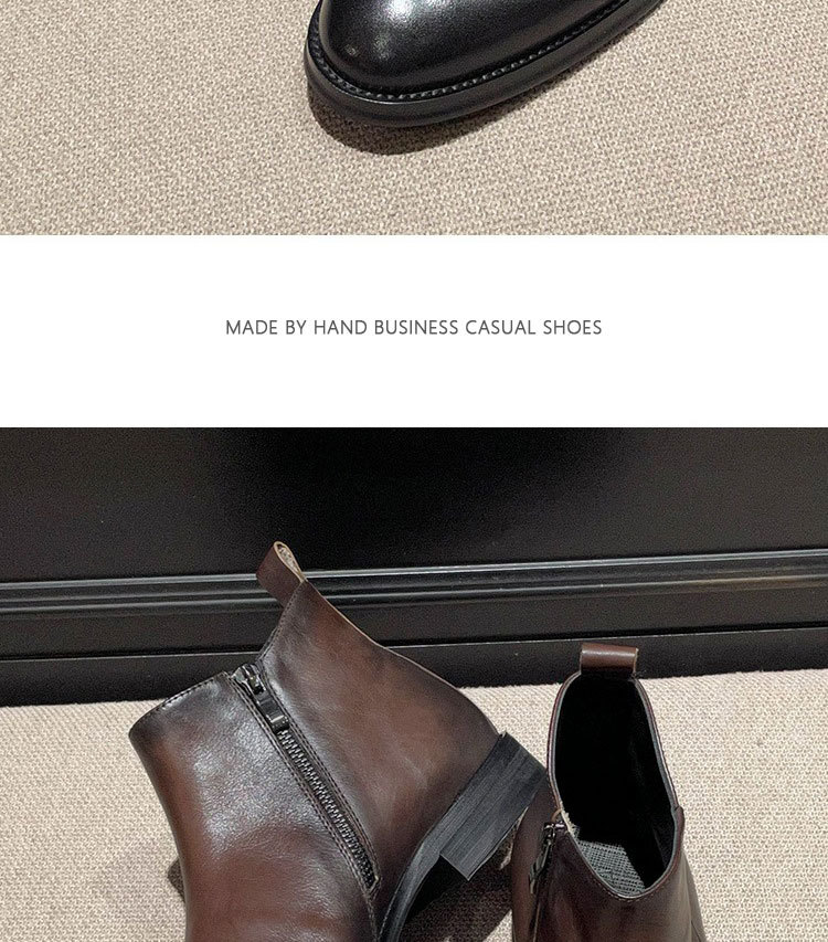 Scarpe in pelle casual da lavoro alte in pelle Stivali retrò neri Stivali alti alla moda tutto in uno da uomo britannici_voghion.com