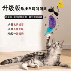 发声老鼠玩具猫咪挂门秋千解闷自嗨仿生悬挂叫叫鼠逗猫棒宠物用品