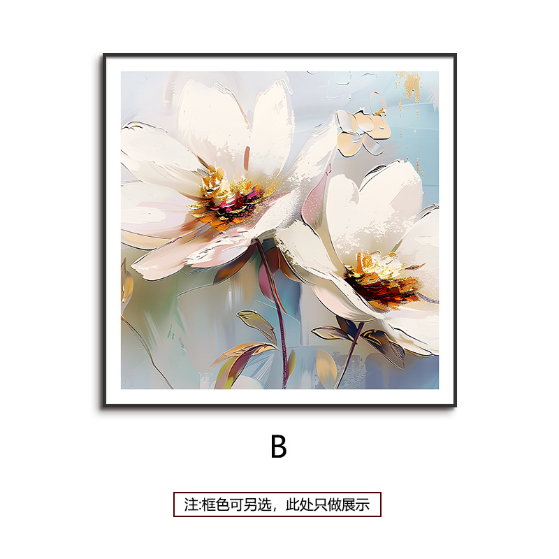 Pintura al óleo simple estilo flor cuadrado dos piezas pintura decorativa hermosa sala de estar comedor pintura colgante dormitorio pasillo mural