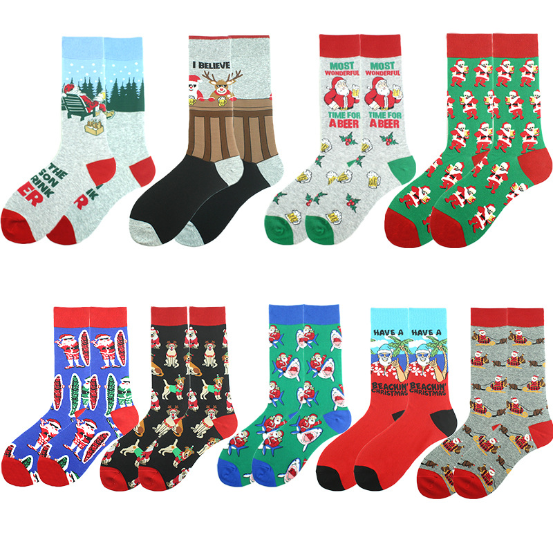 Unisex Christmas Santa Claus Cotton Crew Socks A Pair display picture 1