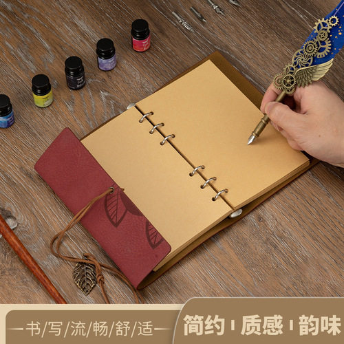 Starry sky sprinkled gold dip pen European style mechanical punk style wing pen advertising business gift quill pen set