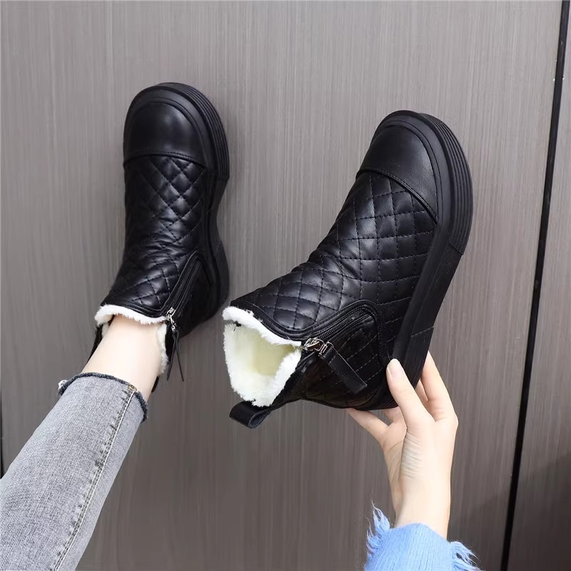 Soft leather thickened snow boots for women waterproof 2025 autumn…