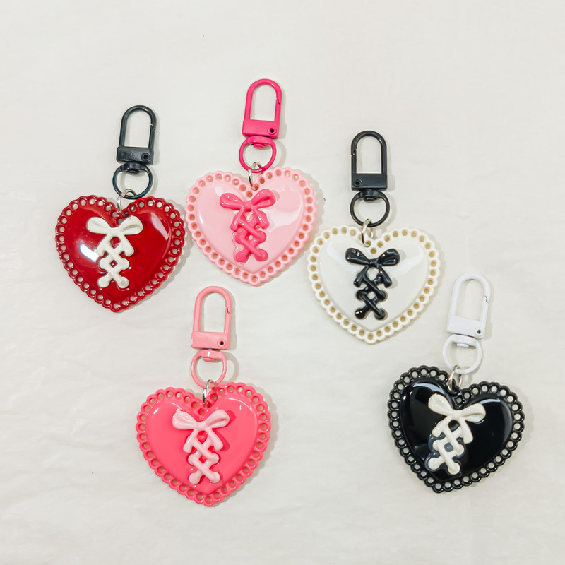 J65 Personalized Strap-On Bow Heart Keychain Y2K Girl Backpack Pendant Accessory Sweet and Spicy Girl Accessory Pendant J65 Personalized Strap-On Bow Heart Keychain Y2K Girl Backpack Pendant Accessory Sweet and Spicy Girl Accessory Pendant