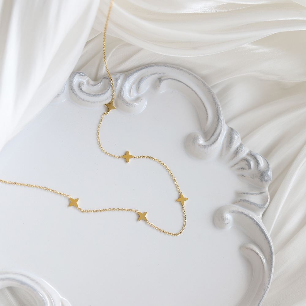 Einfacher Stil Vierblättriges Kleeblatt Titan Stahl Halskette display picture 3