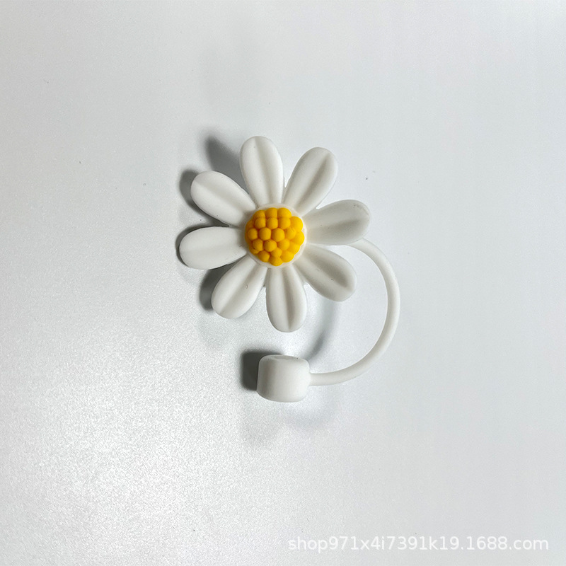 Amazon venta caliente de silicona tapón de paja flor de paja sombrero de polvo de grado alimenticio antiincrustación ecológica sombrero de paja decoración
