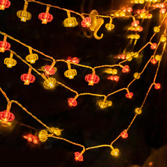春節客廳氛圍裝飾紅燈籠串燈led彩燈 新年滿天星中國結燈串小燈