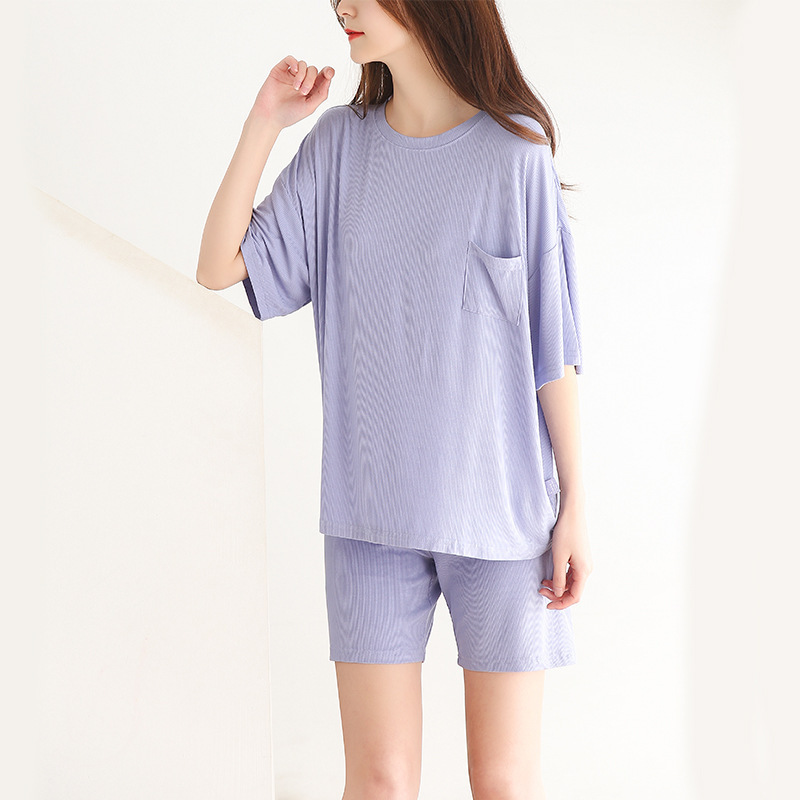 British Single Summer New Modal Short Sleeve Pajamas Set Loose Large Size Outer Wear Casual Thin Home Wear