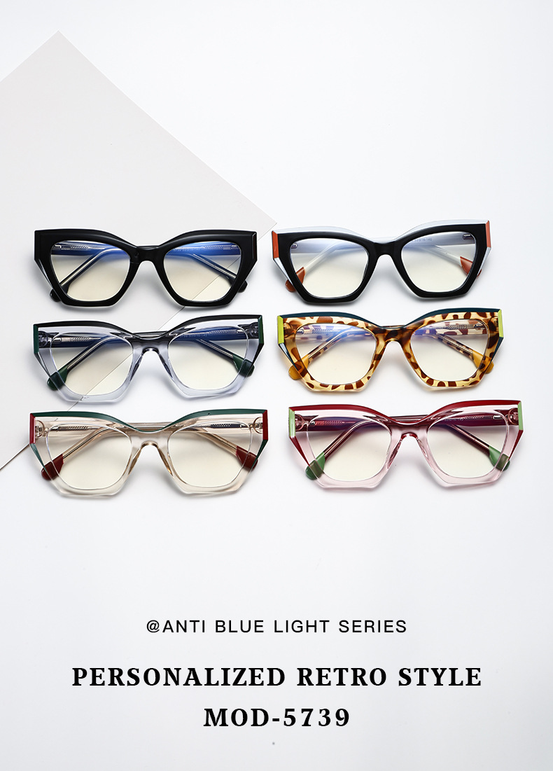 Anti blauwlicht bril retro mode voor dames met platte lens_voghion.com