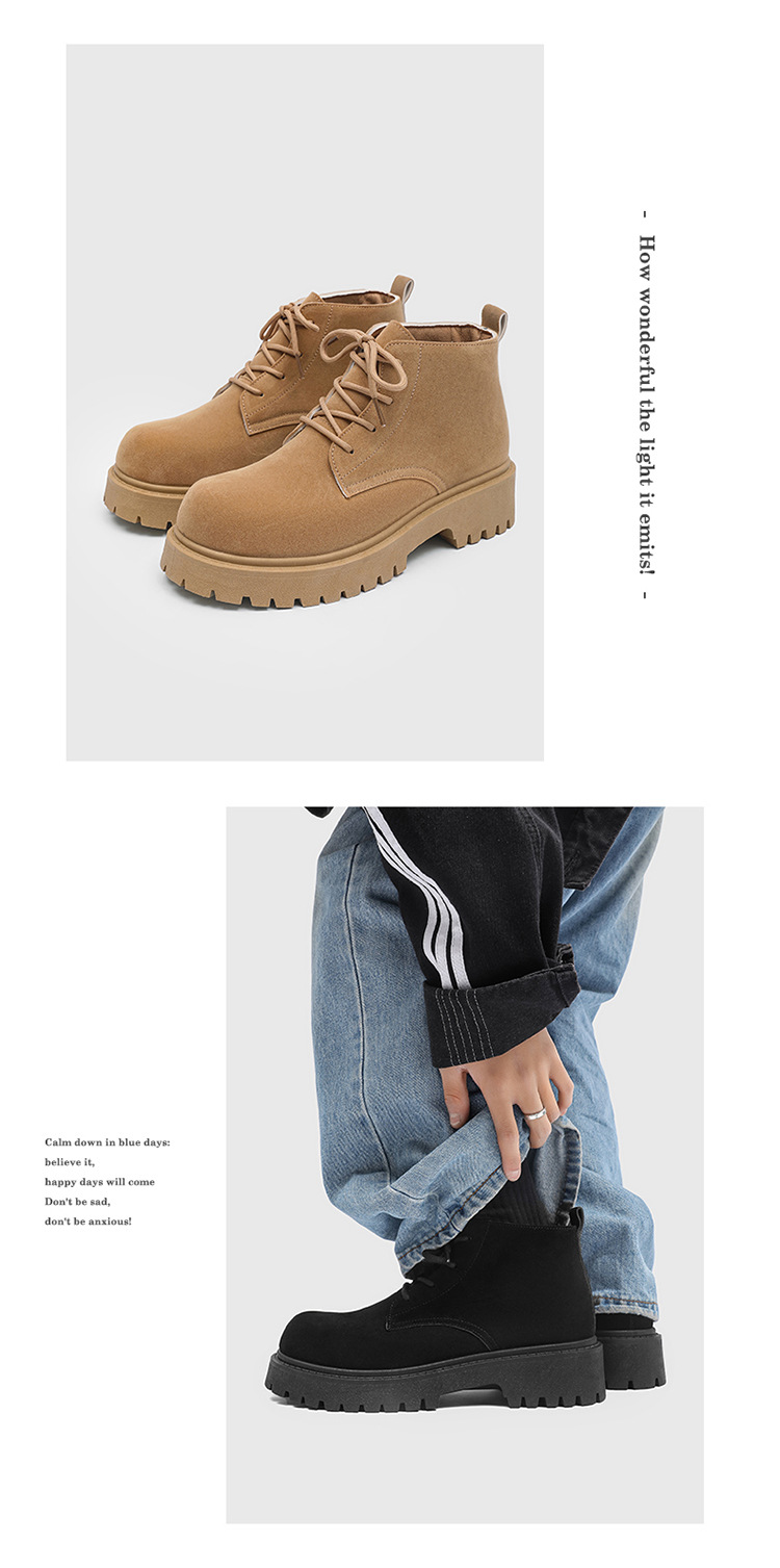 ShoeVault Men's Martin Autumn New High-top Thick-soled Derby Retro Suede Workwear Fashion Trend Yellow Boots_voghion.com