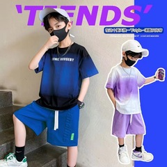 Children's men's summer suit Korean style Polo shirt 2023 new Internet celebrity thin short-sleeved clothes cool trendy children's two-piece set