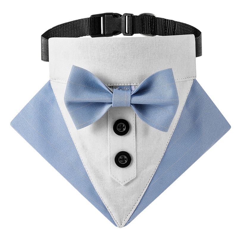 Transfronterizo nuevo rayas ropa de mascotas traje triángulo toalla guapo mascota saliva toalla boda mascota triángulo toalla