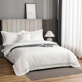 W1TY酒店床品四件套民宿纯白色床上用品布草被套床单床笠加厚套件