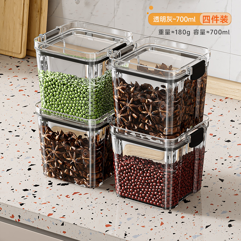 Tanque de sellado, tanque de almacenamiento de cocina transparente, productos secos, bocadillos, granos, caja de almacenamiento, botella de almacenamiento, nueces, té a prueba de humedad