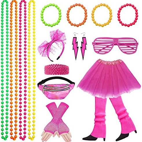 1980 danza 80s accesorios diadema guantes rótula pulsera gafas traje 80s danza vestir
