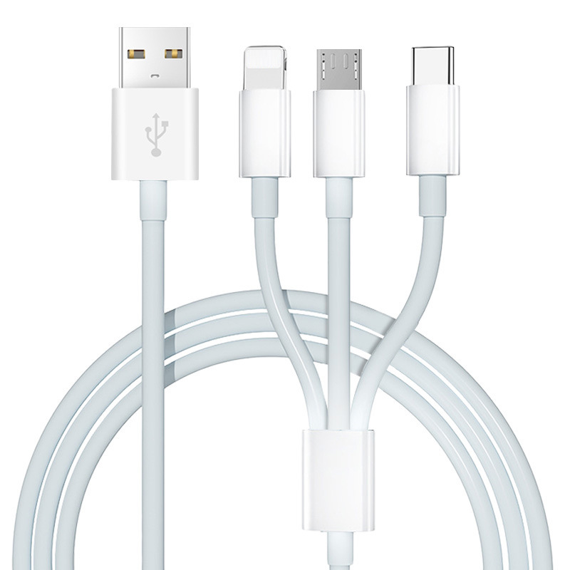 One-To-Three Fast Charging Data Cable Compatible with Apple, Huawei, Oppo, Xiaomi, Vivo, and Android, Universal Multi-Head Three-In-One