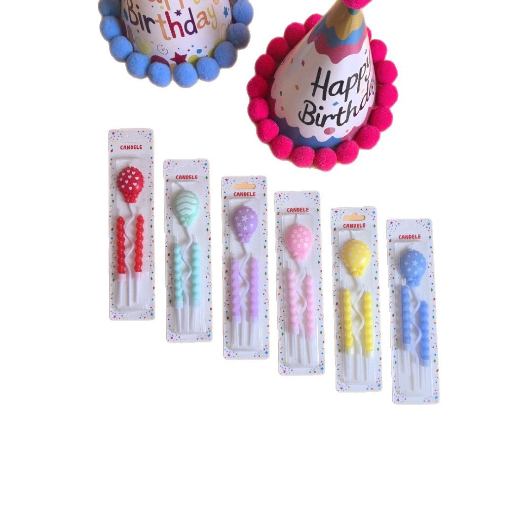 Nuevas velas de cumpleaños de color caramelo con globos de rosca set DIY pastel horneado decoración velas de color