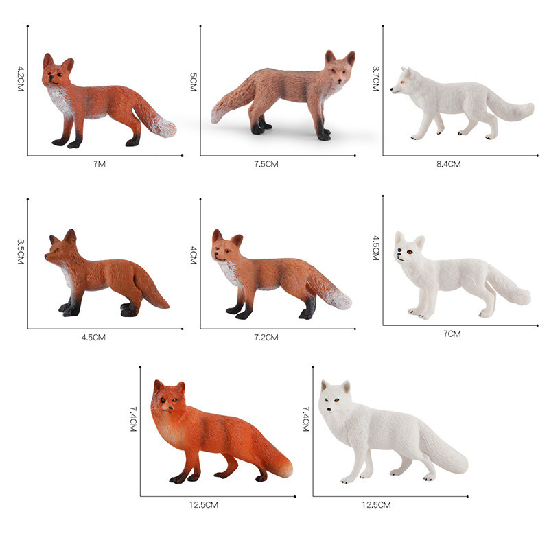 Simulación transfronteriza sólido modelo de zorro salvaje zorro rojo zorro blanco grande zorro ártico zorro rojo estático adornos hechos a mano para niños