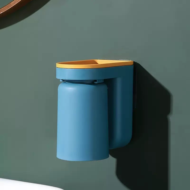 Supporto per collutorio senza foratura, dispenser di dentifricio per bagno, spazzolino da denti e set di bicchieri_voghion.com