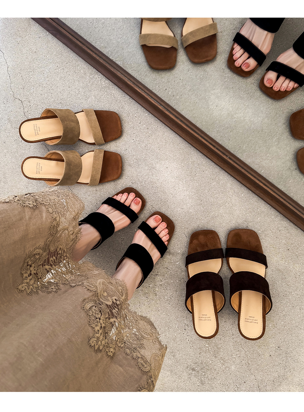 Sandal cao gót nữ quai ngang da bò lật gót 7 cm phong cách nghỉ dưỡng — màu nâu chi tiết 12