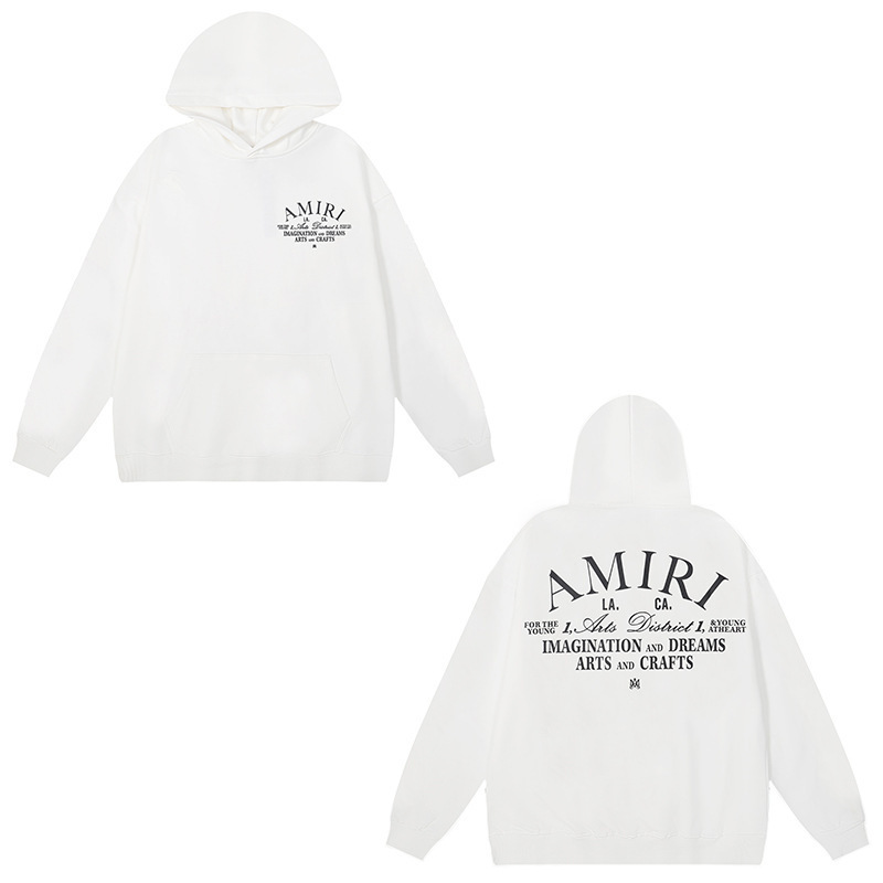 アメリカンストリート Amiri ニッチハイストリート男性と女性のカップルソリッドカラーコットンプリントプルオーバースウェットシャツレトロパーカー|undefined
