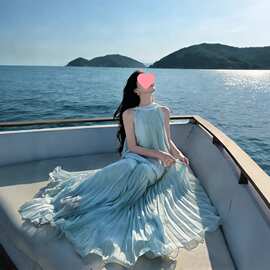 有洧Youwei2026新款无袖背心上衣女夏季a字半身裙海边度假风套装