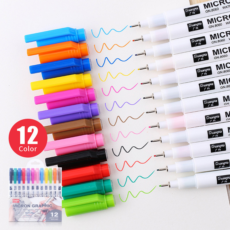 Guangna 8060 Fluorescent Colorful Fineliner Pen for Comics, Hand Drawing, Art Drawing, Outlining, and Marking, 0.5mm