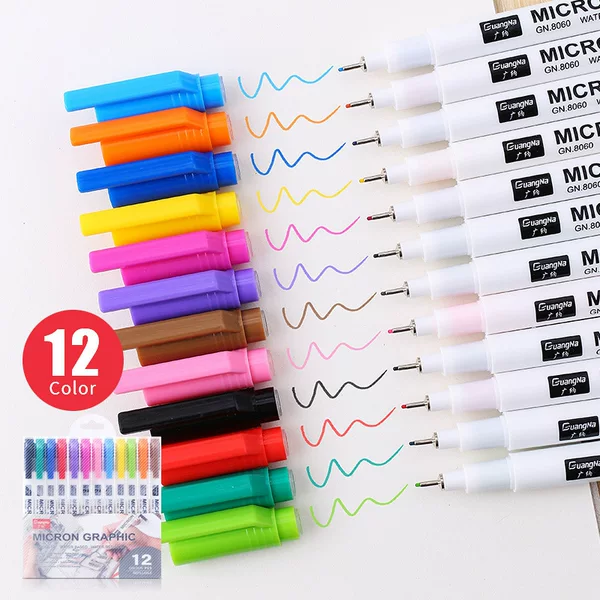 Guangna 8060 Fluorescent Colorful Fineliner Pen for Comics, Hand Drawing, Art Drawing, Outlining, and Marking, 0.5mm