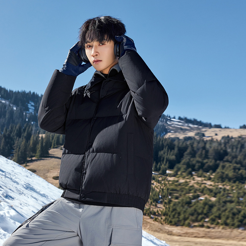 Transfronterizo mayorista invierno chaqueta pareja nueva marca de moda americana engrosada chaqueta cálida café negro