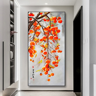 新中式入户玄关装饰画走廊过道尽头竖版壁画现代简约寓意进门挂画-阿里巴巴