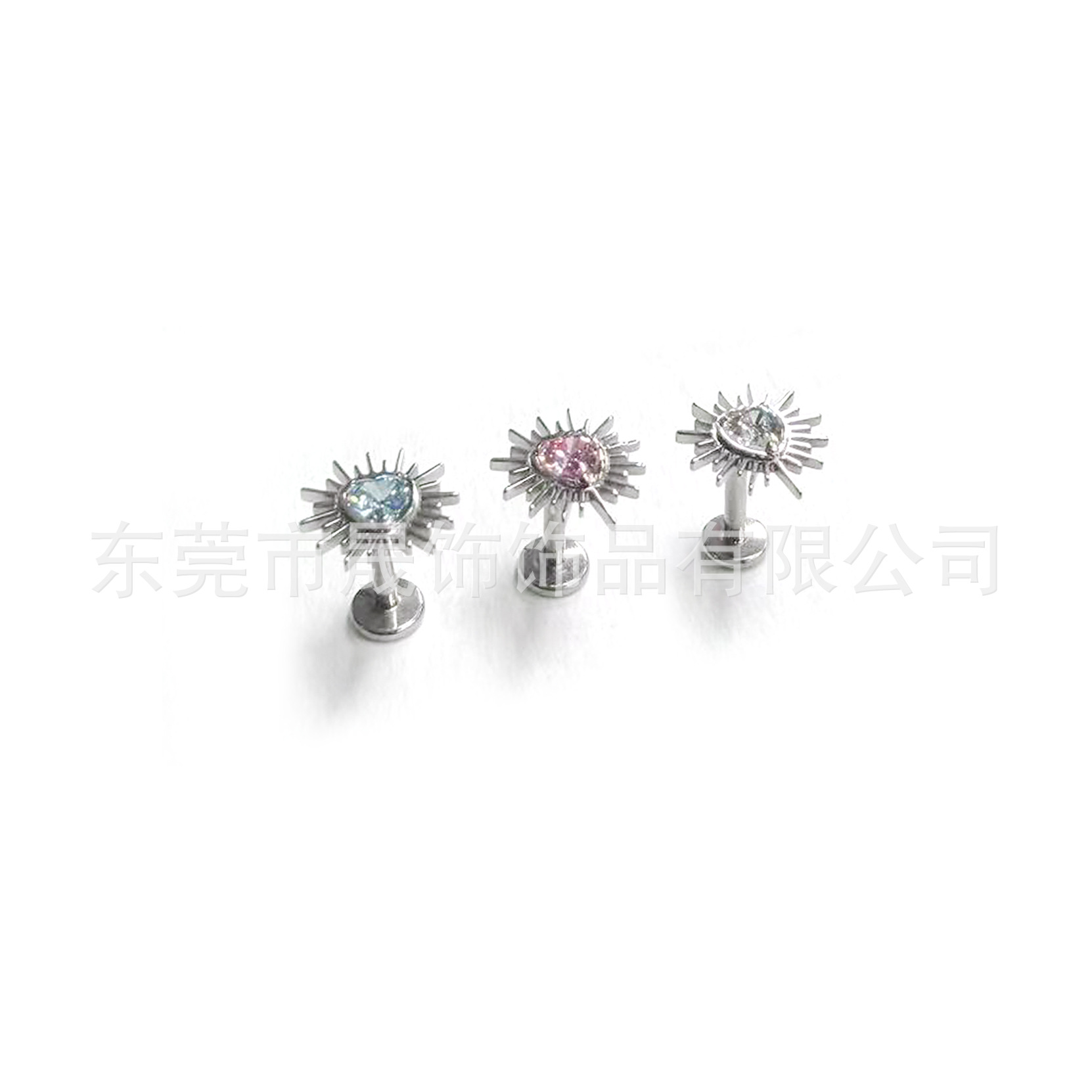 F136 Titanium Alloy Ear Stud 海胆 Heart 芒刺 Studded 5A Cubic Zirconia Helix Cartilage Stud G23 Titanium Piercing Jewelry